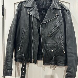 Sleek Black Leather Biker Jacket
